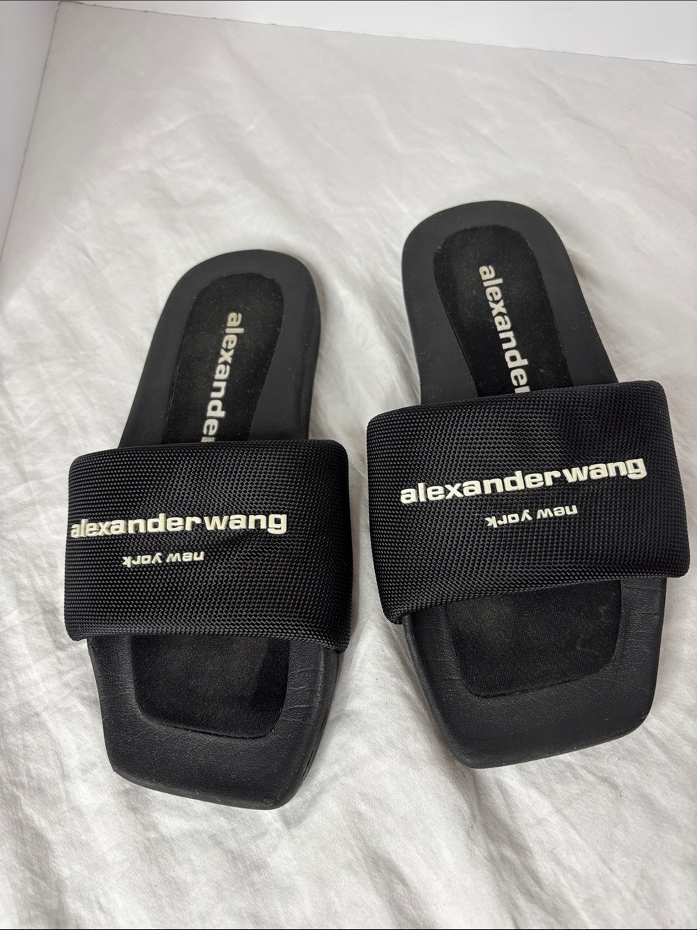 Alexander Wang Logo Pool Slides Black 37